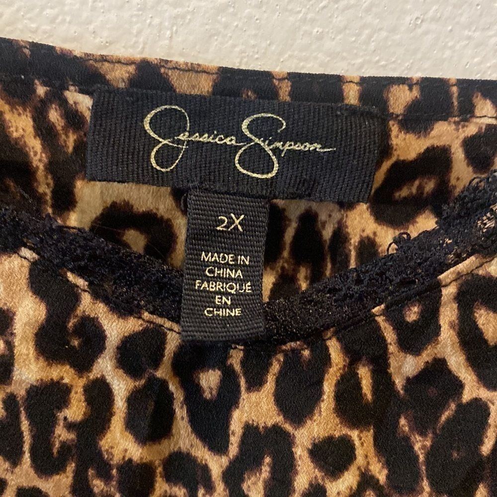 Jessica Simpson Animal Print Cheetah Leopard Lace Camisole Top 2X​​​​​​​​ - Picture 2 of 6